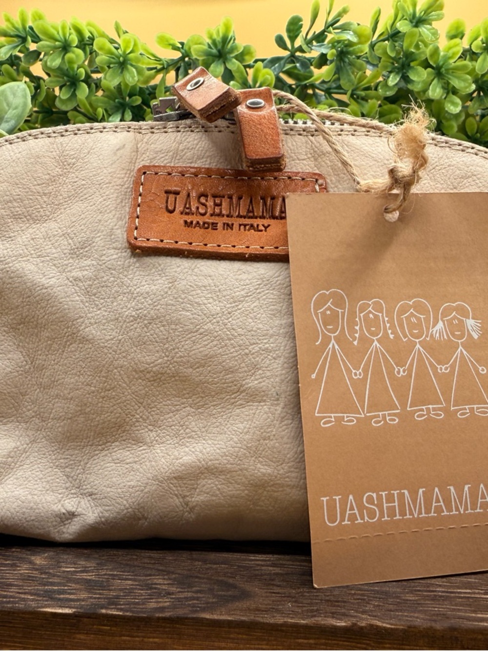 UASHMAMA Italy Washable Paper Zip Pouch Cream Cosmetic Bag 8x5 Minimalist -read - Picture 2 of 8